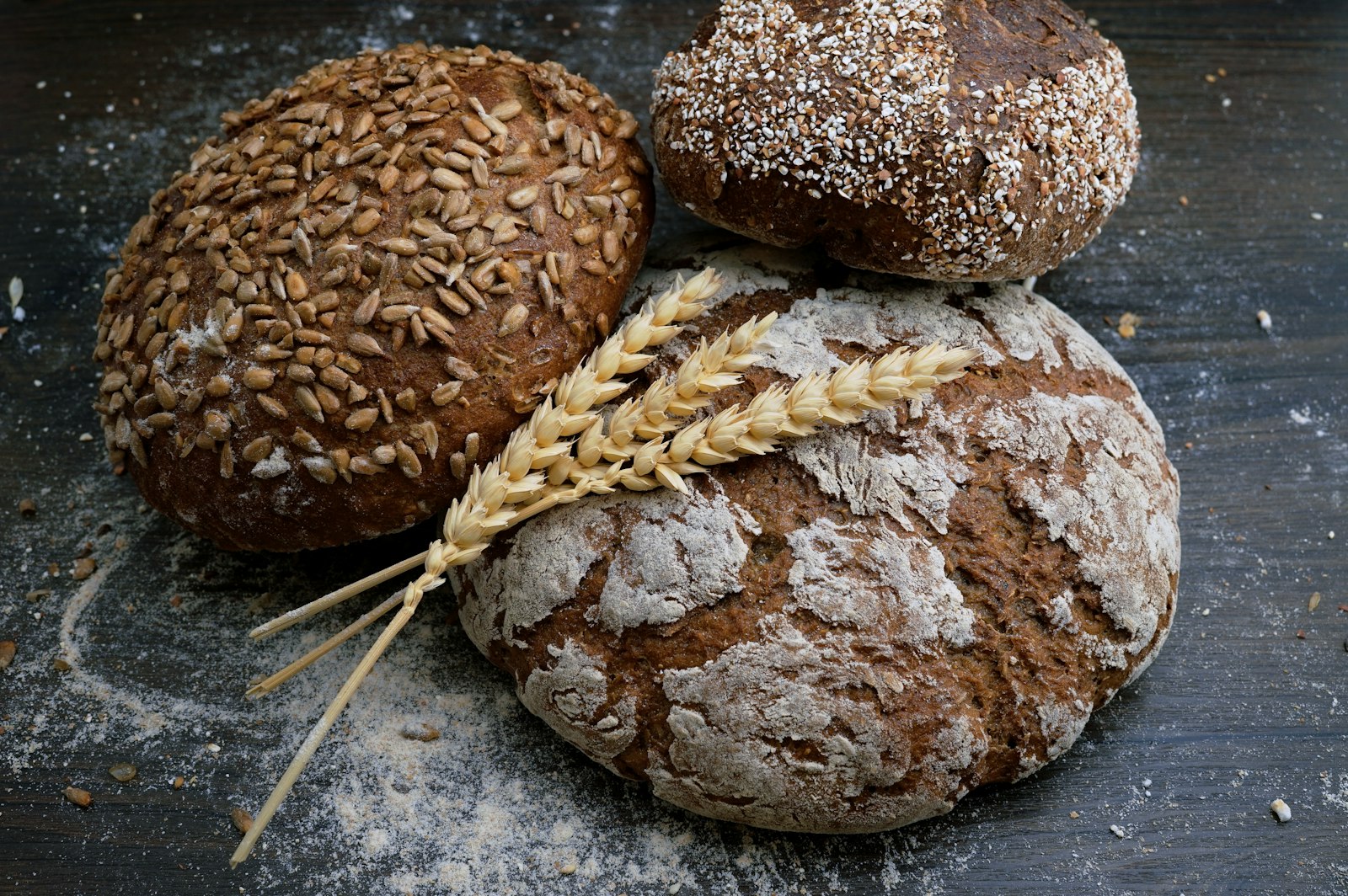 Artisan bakery shelves with fresh bread